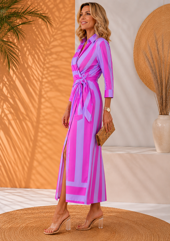 Olivera - Elegancka Sukienka Maxi Z Wiązaniem