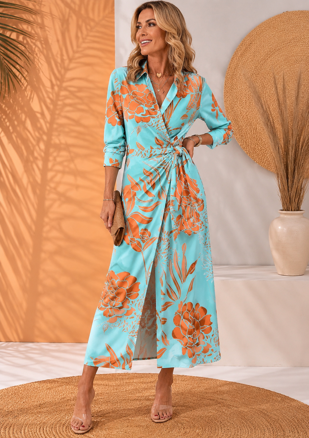 Olivera - Elegancka Sukienka Maxi Z Wiązaniem
