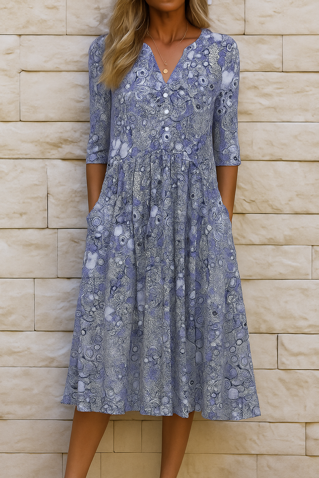 Eliskaa – Elegancka Sukienka w Kwiaty z Dekoltem w Szpic