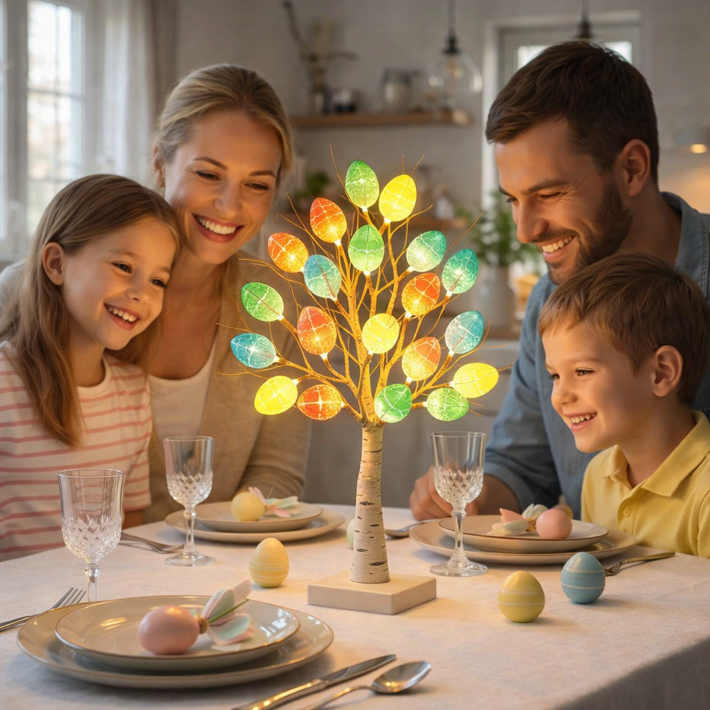 SpringAura - Kolorowa Choinka Wielkanocna z Diodami LED do Swiątecznej Dekoracji Wnętrz