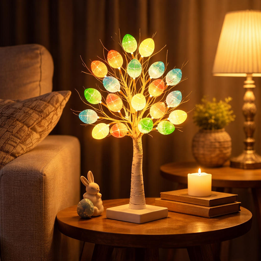 SpringAura - Kolorowa Choinka Wielkanocna z Diodami LED do Swiątecznej Dekoracji Wnętrz