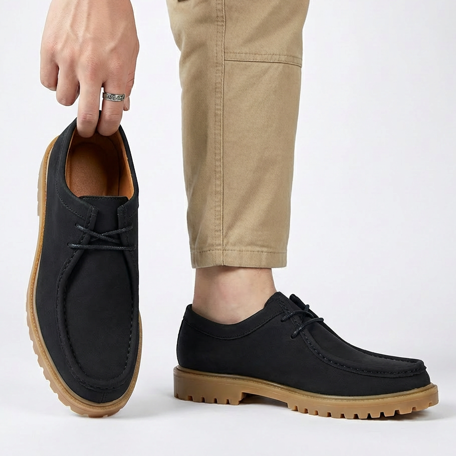 Jasson – Sznurowane Buty z Zamszowym Czubkiem Typu moc-Toe