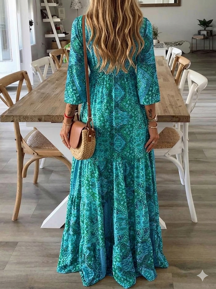 Bettie – Sukienka Maxi Z Półrękawami W Stylu Bohemy