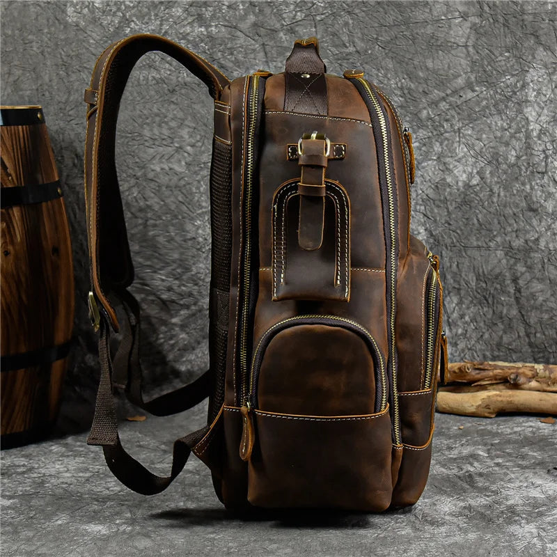 SummitCarry – Plecak Podróżny z Vintage'owej Skóry Bydlęcej