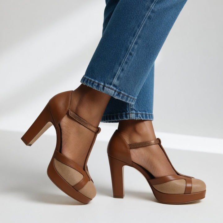 Delfinna - Elegancki T-Patka Wysokie Obcasy Buty