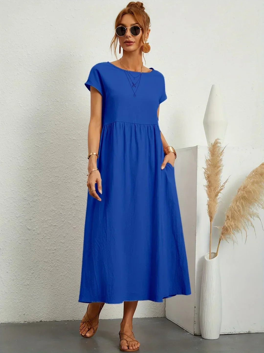 Neila – Sukienka Maxi W Stylu Oversize Z Kieszenią