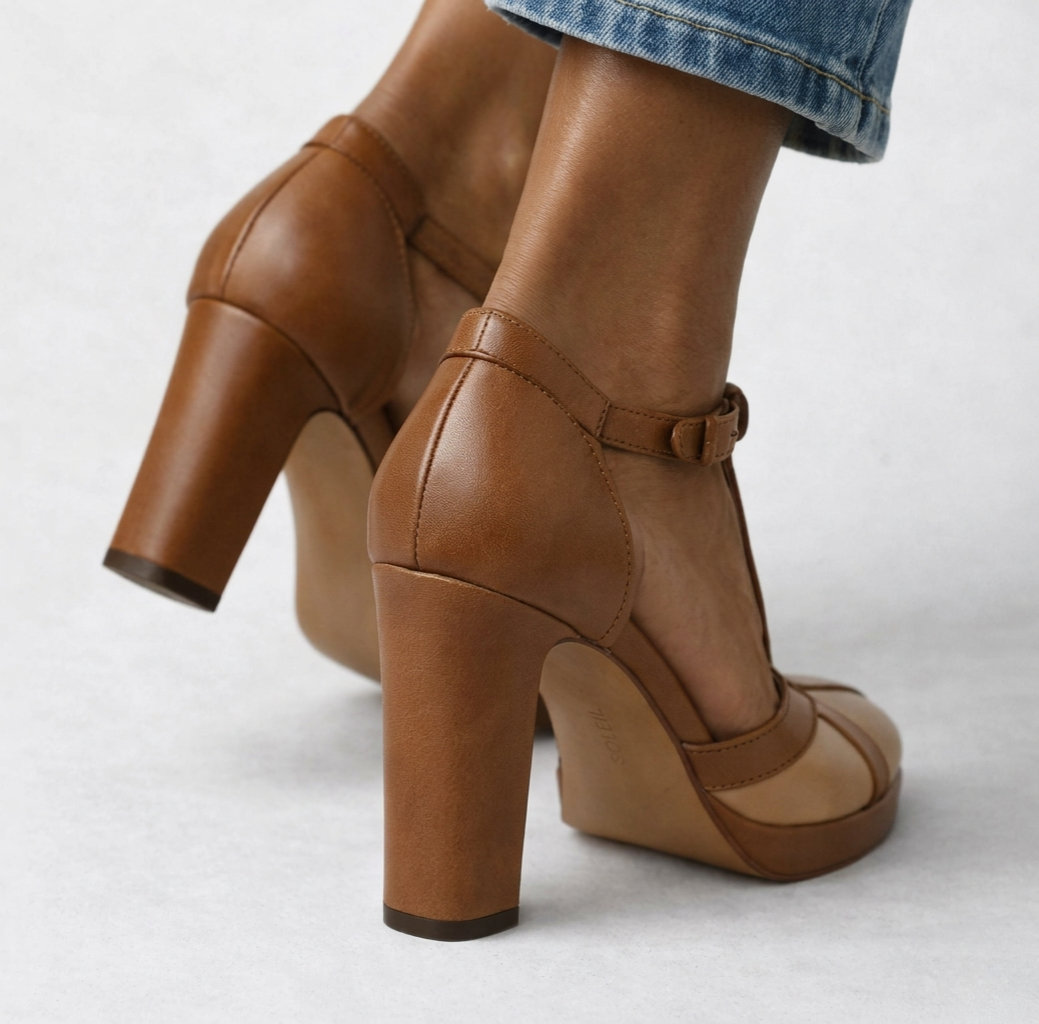 Delfinna - Elegancki T-Patka Wysokie Obcasy Buty