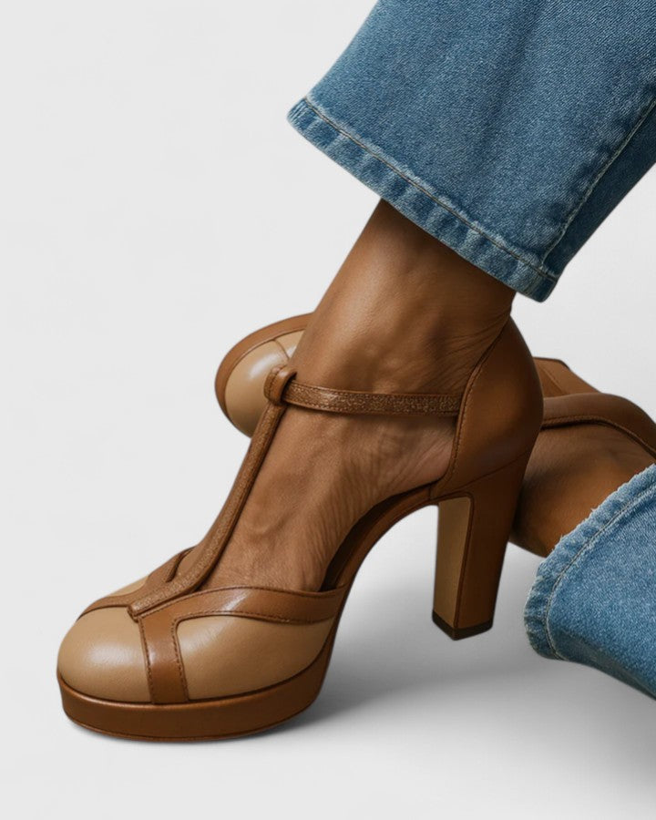 Delfinna - Elegancki T-Patka Wysokie Obcasy Buty