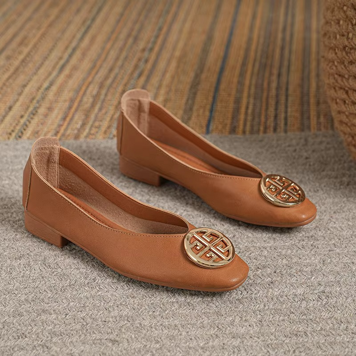 Breana - Skórzane Płaskie Buty