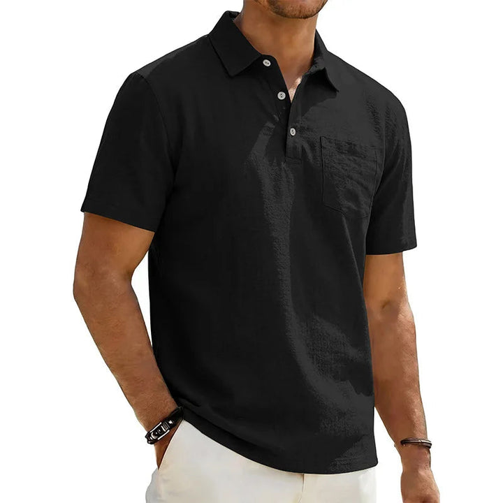 Josef - Lniana Koszulka Polo Z Krótkim Rękawem