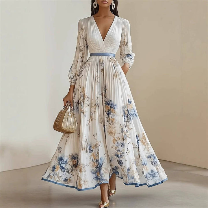 Pramudi - Elegancka Sukienka Maxi z Długimi Rękawami