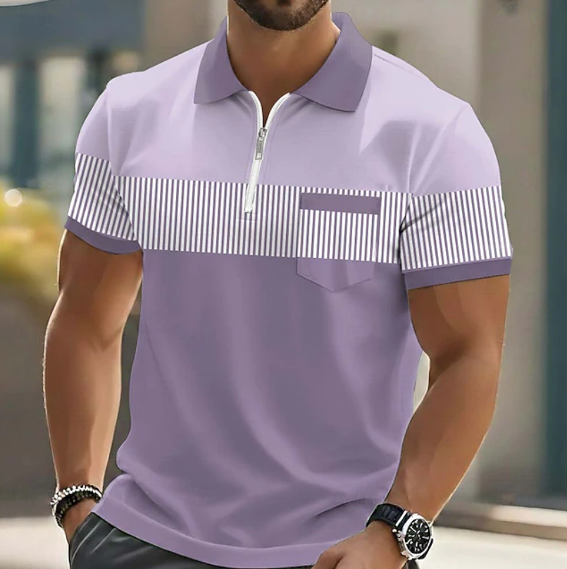 Brett - Elegancka Koszulka Polo Z Zamkiem Błyskawicznym