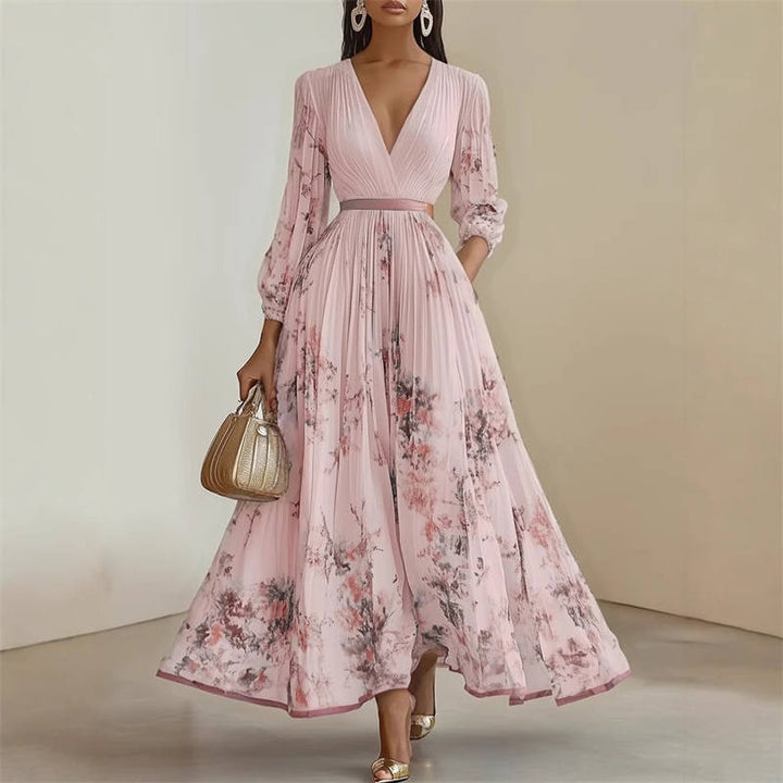 Pramudi - Elegancka Sukienka Maxi z Długimi Rękawami