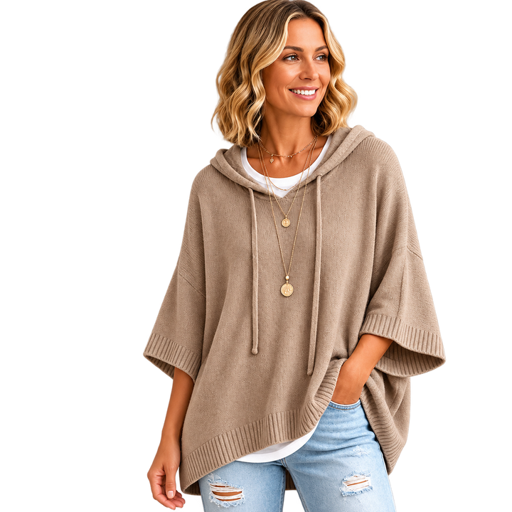 Kinala – Bluza Z Kapturem Z Grubej Dzianiny W Stylu Oversize Z Sznurkiem
