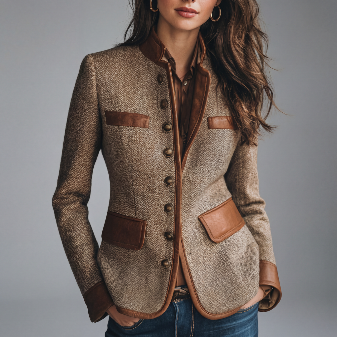 Yvanna – Elegancka Kurtka z Tweedu w Stylu Vintage