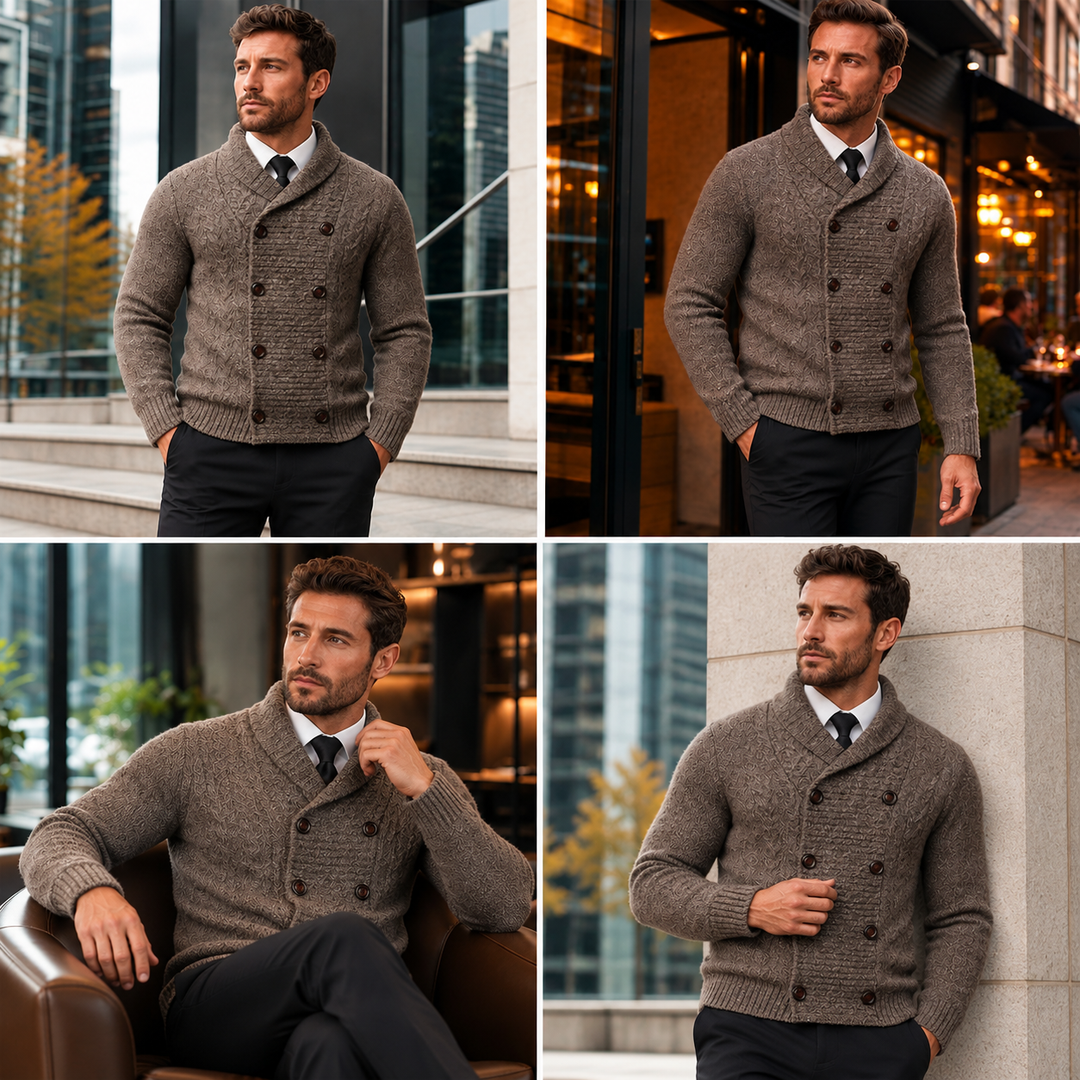 Jibran – Dwurzędowy Sweter Z Dzianiny