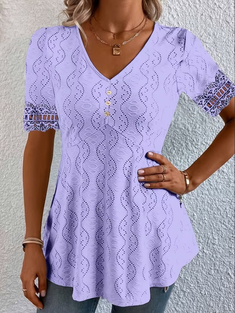 Lolytta – Koronkowa Bluzka w Stylu Patchwork