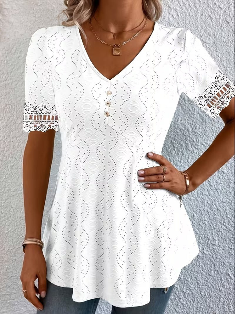 Lolytta – Koronkowa Bluzka w Stylu Patchwork