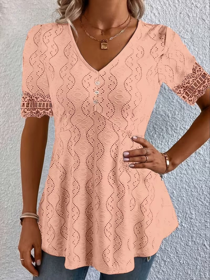 Lolytta – Koronkowa Bluzka w Stylu Patchwork