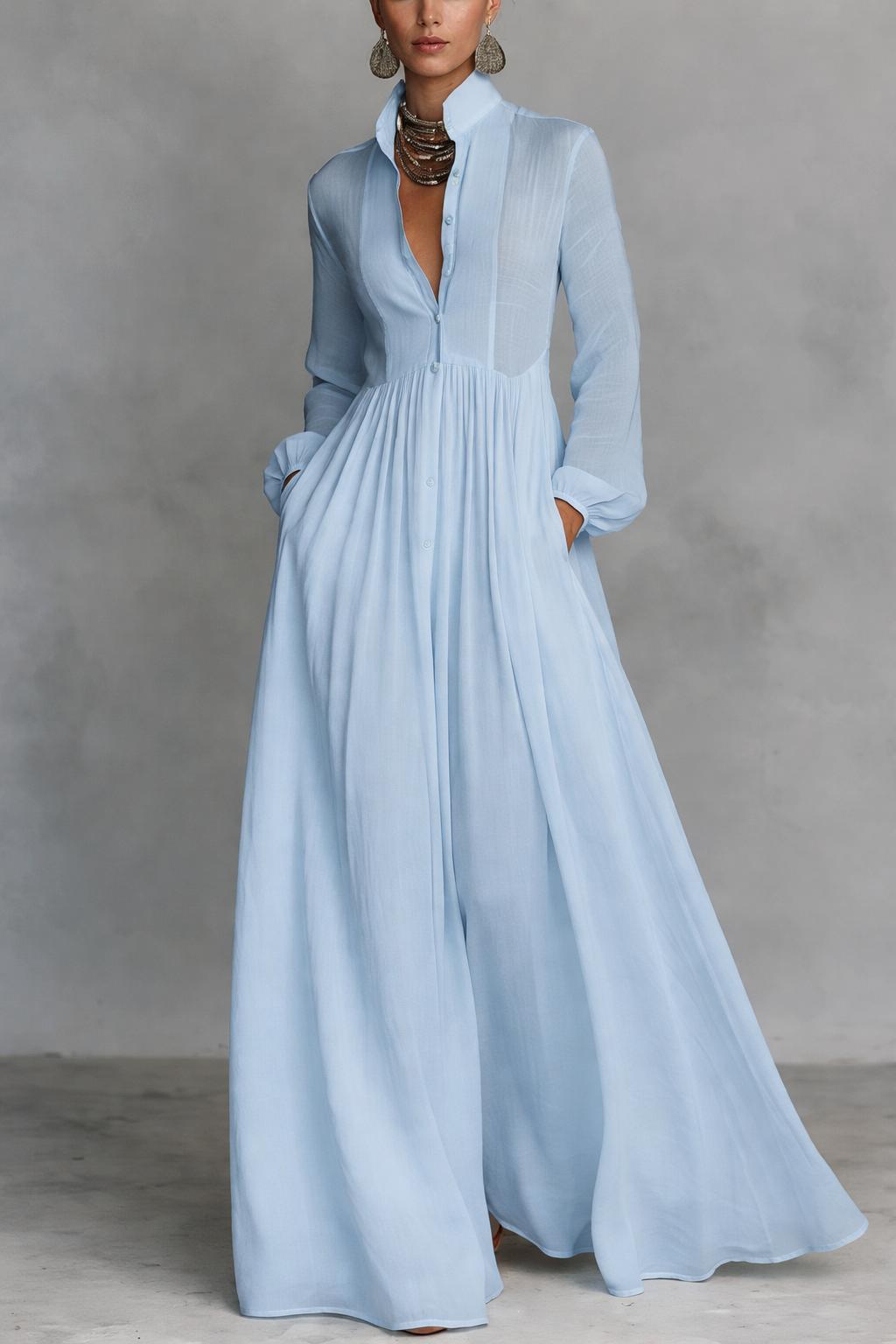 Sheilan – Elegancka Sukienka Maxi z Guzikami