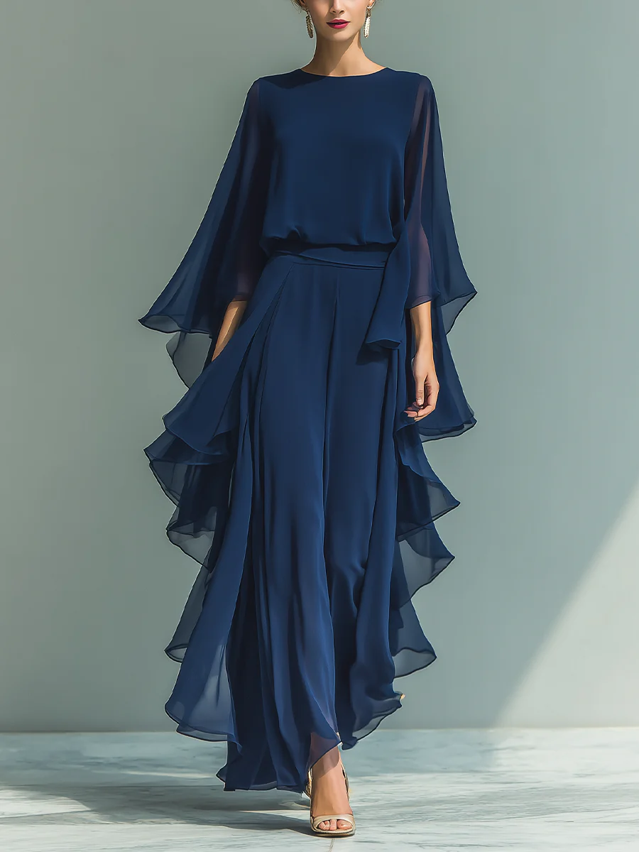 Elyssa – Elegancki Zestaw z Falbanami z Szyfonu