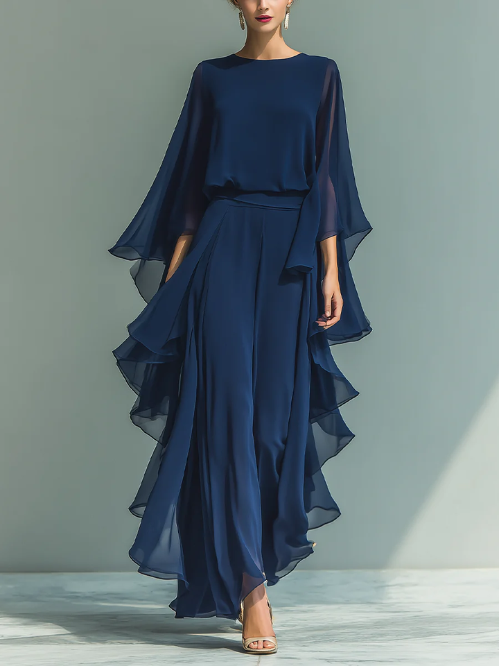 Elyssa – Elegancki Zestaw z Falbanami z Szyfonu