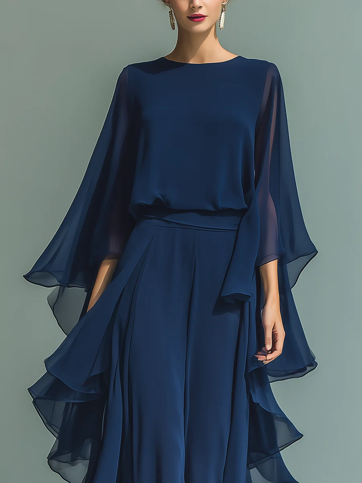 Elyssa – Elegancki Zestaw z Falbanami z Szyfonu