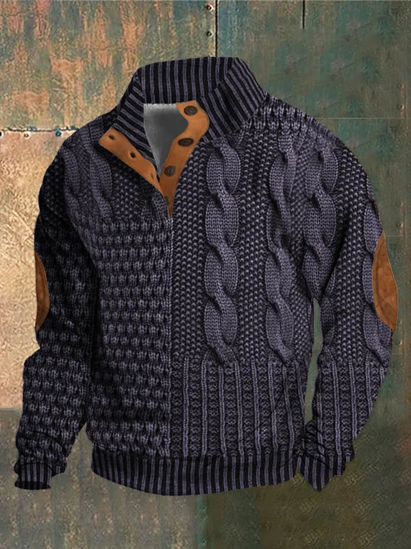 Gwydion – Sweter z Dzianiny Typu Patchwork
