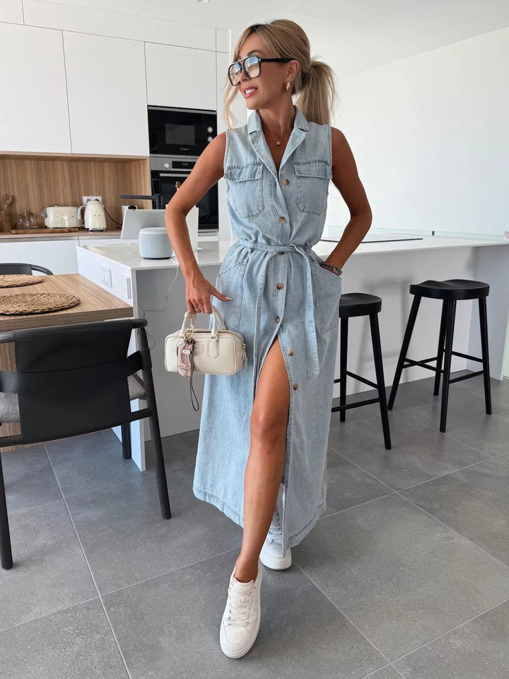 Jacinta – Stylowa Długa Sukienka z Kieszenią