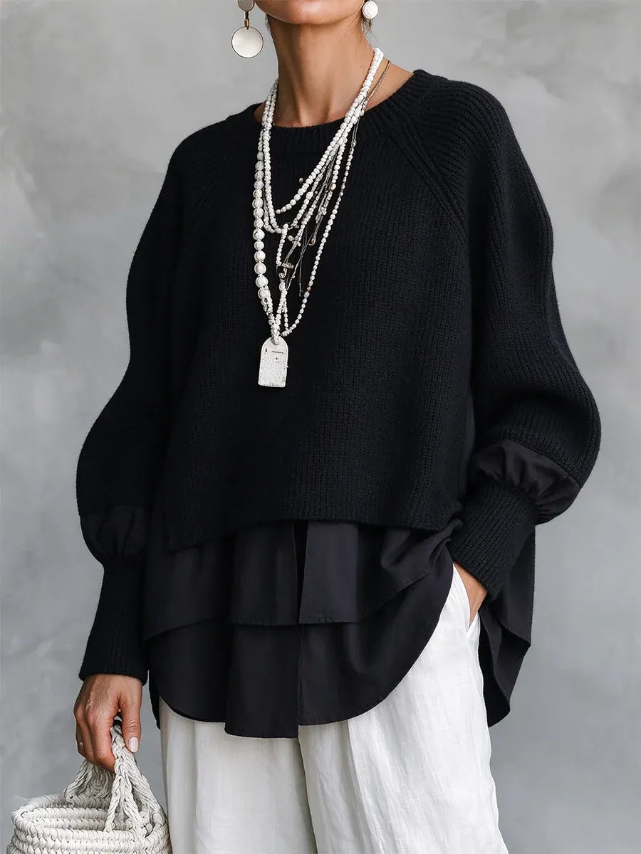 Milika – Sweter Z Dzianiny Prążkowanej Z Rękawami Raglanowymi