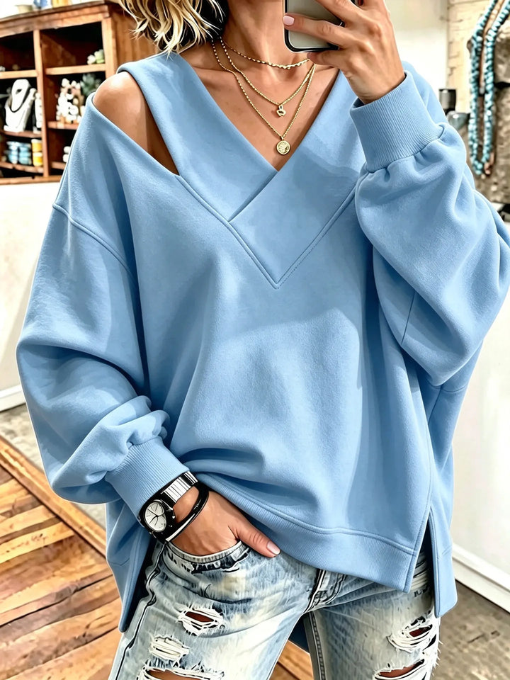 Kirstan – Elegancka Bluza Oversize z Wycięciem i Dekoltem w Kształcie Litery V