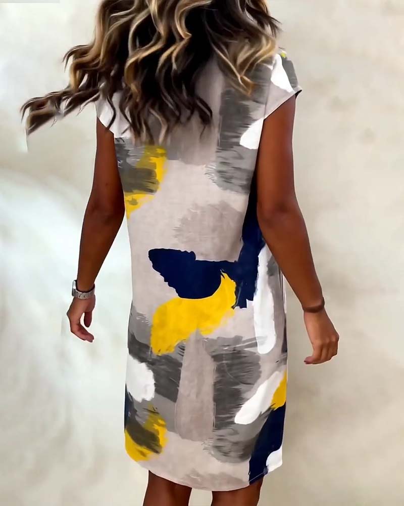 Addie – Sukienka z Okrągłym Dekoltem i Nadrukiem w Stylu Tie-dye
