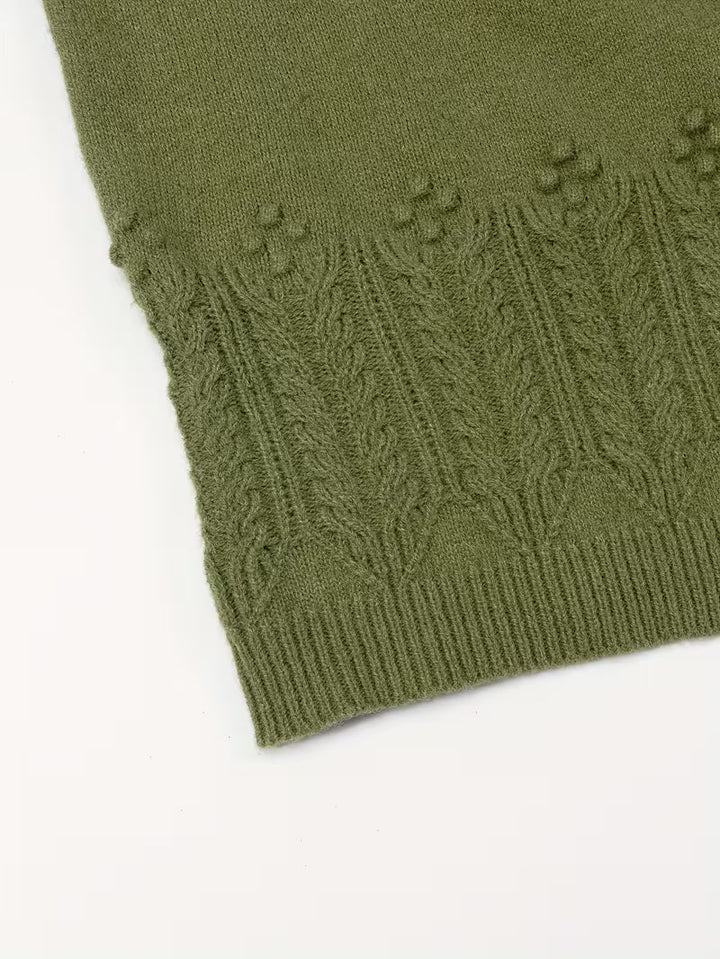 Ghizala – Sweter Z Dzianiny W Kwiatowy Wzór Z Okrągłym Dekoltem