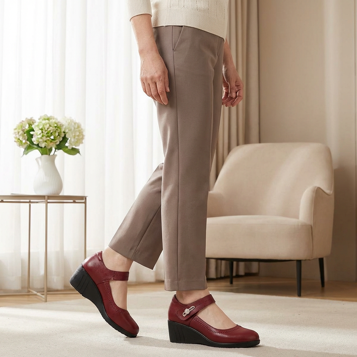 Aikaterina – Buty z Okrągłym Noskiem i Paskiem z Kamrą