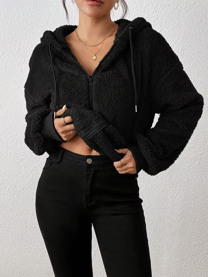 Keriana – Swobodna, Ciepła Kurtka Z Kapturem Z Futerkiem