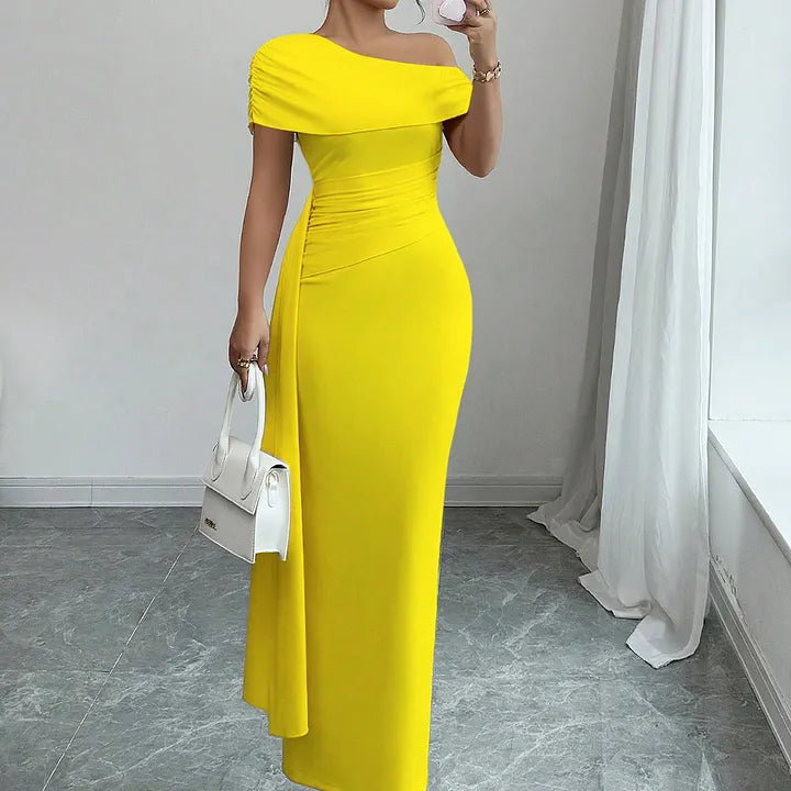 Lisete - Elegancka Sukienka Maxi Z Jednym Ramiączkiem