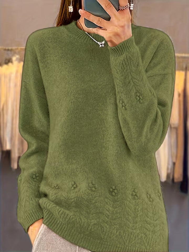 Ghizala – Sweter Z Dzianiny W Kwiatowy Wzór Z Okrągłym Dekoltem