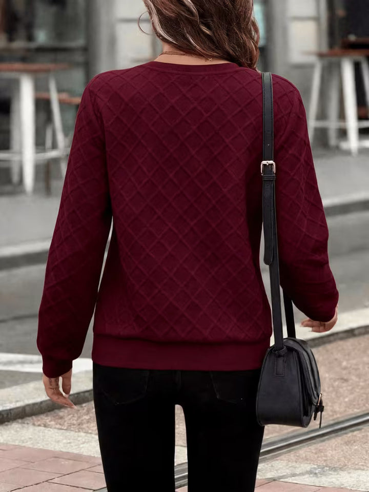 Juliet – Bluza z Długim Rękawem z Teksturowanym Materiałem i Zamkiem Przy Szyi
