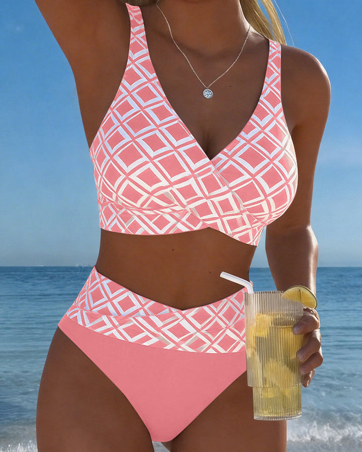 Chelvi - Eleganckie Dwuczęściowe Bikini Z Wzorem W Romby