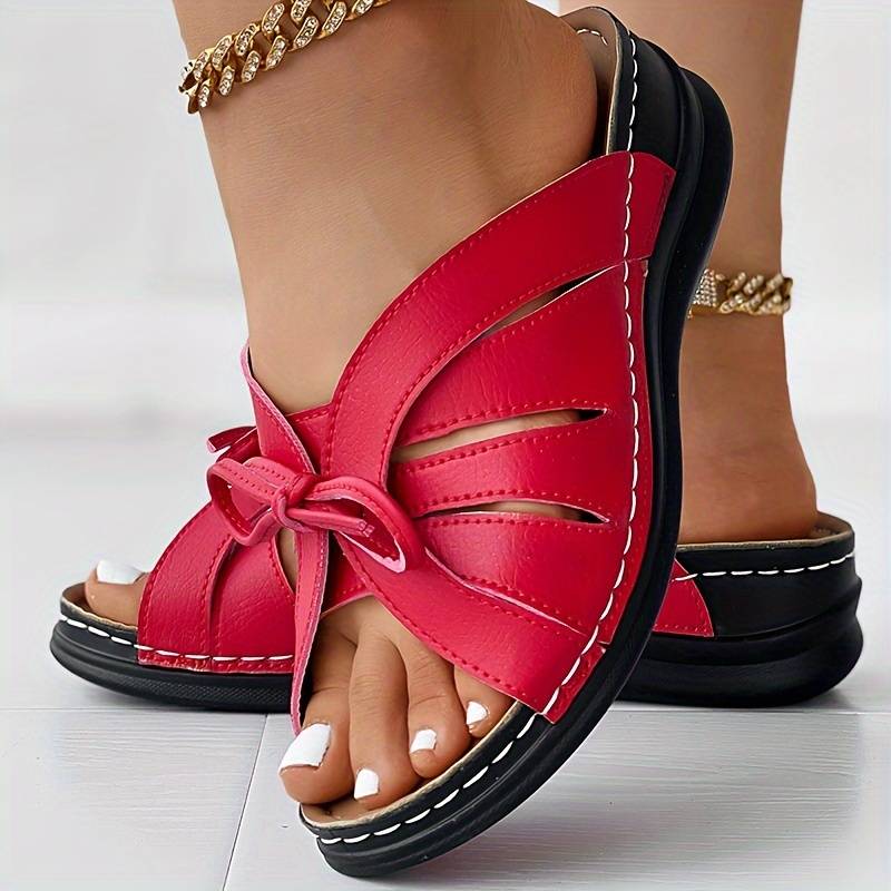 Ranya - Pantofle Na Koturnie W Stylu Casualowym