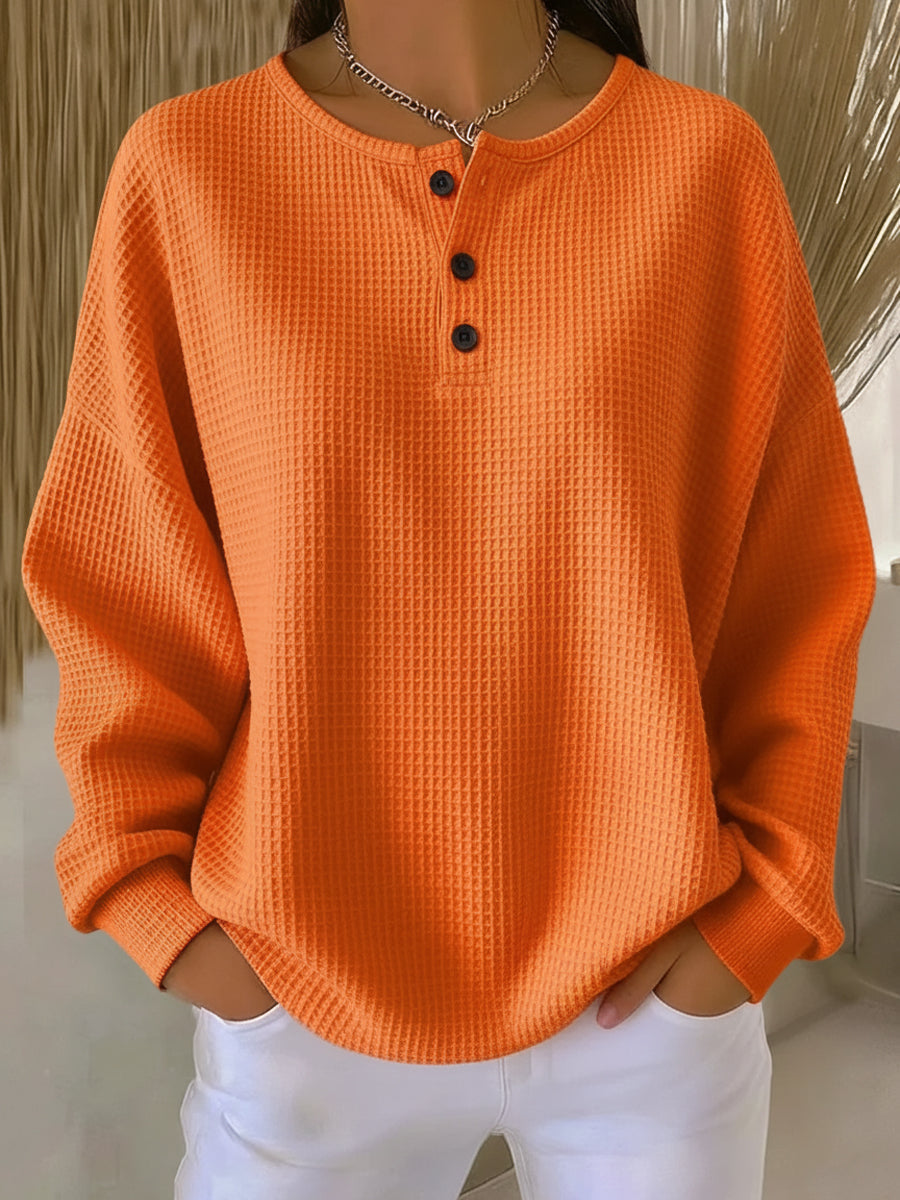 Ritona – Bluza Typu Henley Z Dzianiny Waflowej