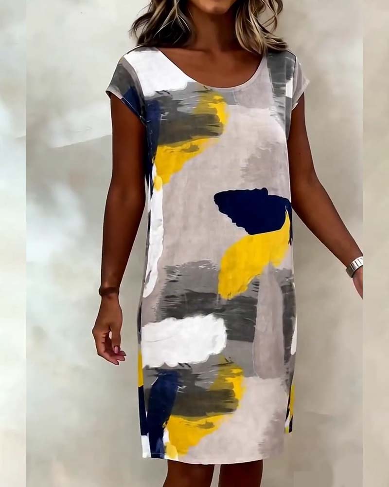 Addie – Sukienka z Okrągłym Dekoltem i Nadrukiem w Stylu Tie-dye
