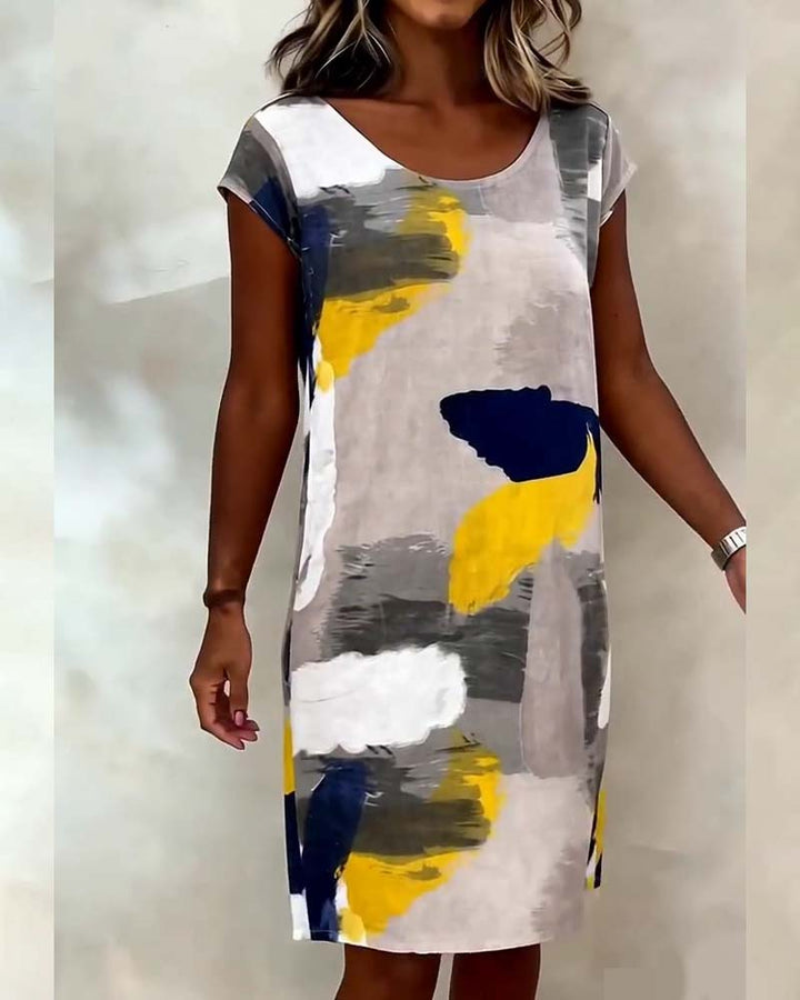 Addie – Sukienka z Okrągłym Dekoltem i Nadrukiem w Stylu Tie-dye