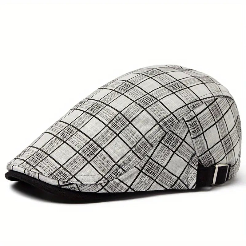 Zared – Regulowana Czapka Beretowa w Stylu vintage w Kratę