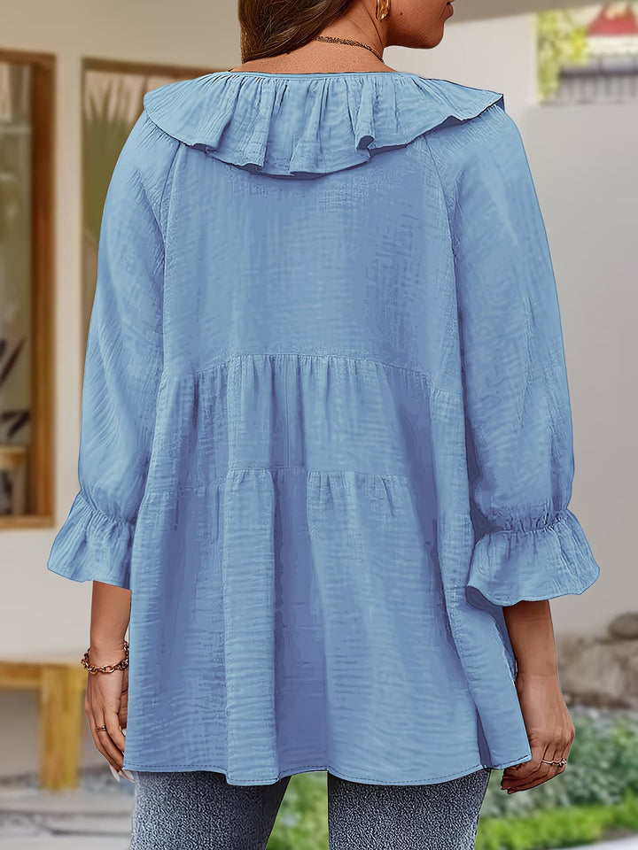 Garbine – Elegancka Bluzka z Falbaną Przy Szyi