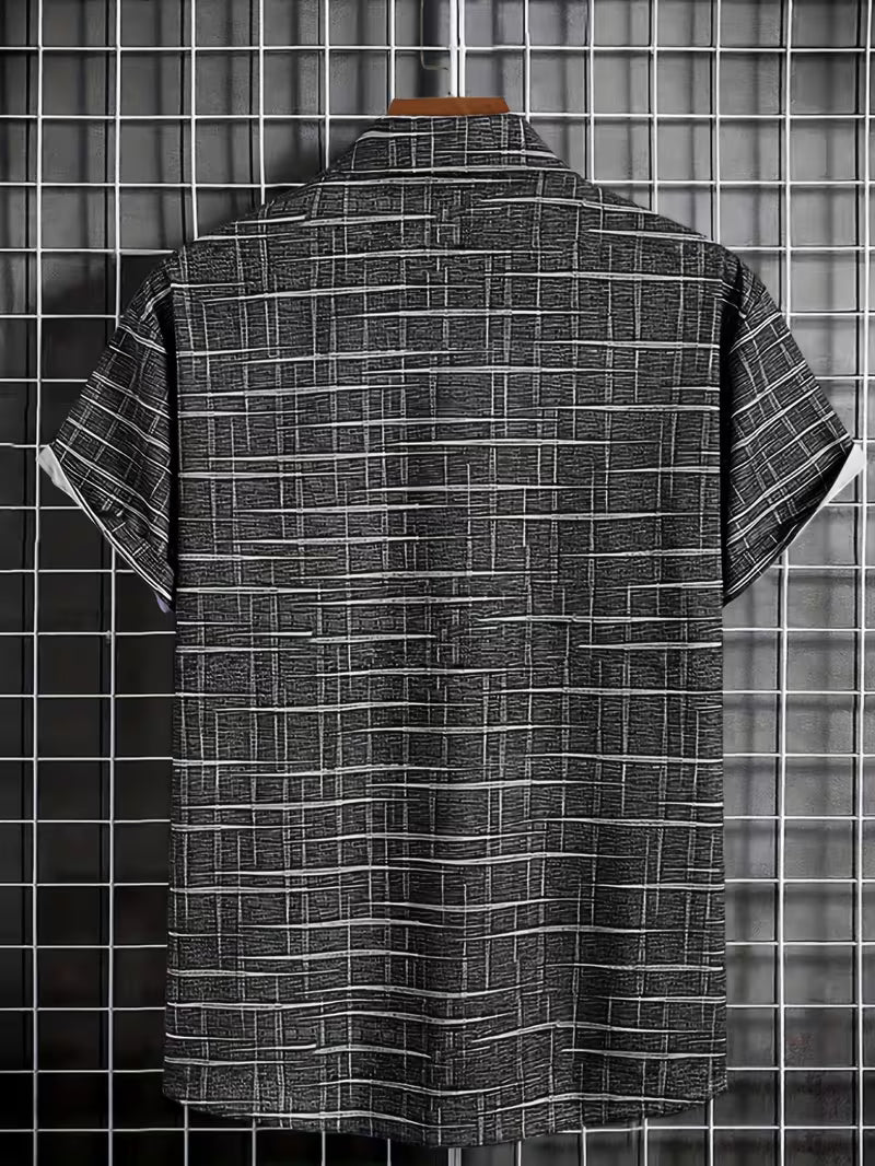 Jerrick - Koszula w Stylu Vintage z Geometrycznym Wzorem