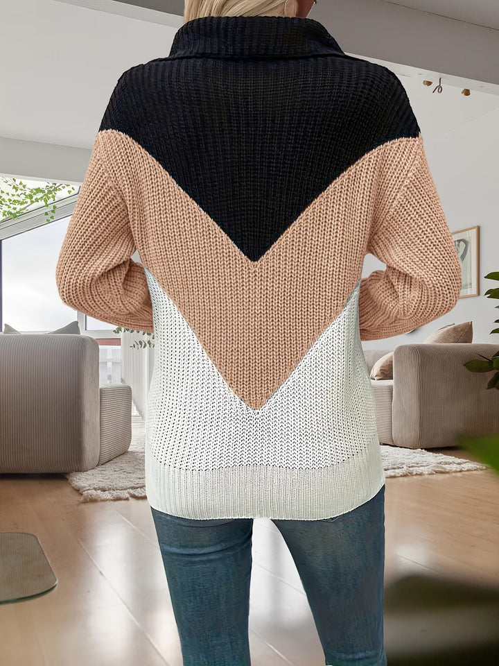Fagina – Elegancki Sweter Z Dzianiny Z Półzamkiem