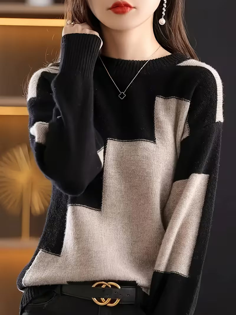 Marvelle – Sweter Z Długim Rękawem I Okrągłym Dekoltem W Stylu „Color Block”