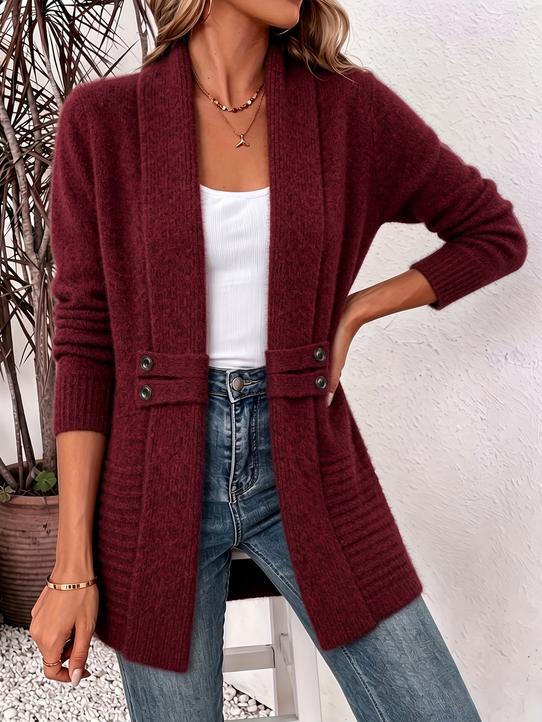 Linsey - Elegancki Sweter Rozpinany Z Przodu