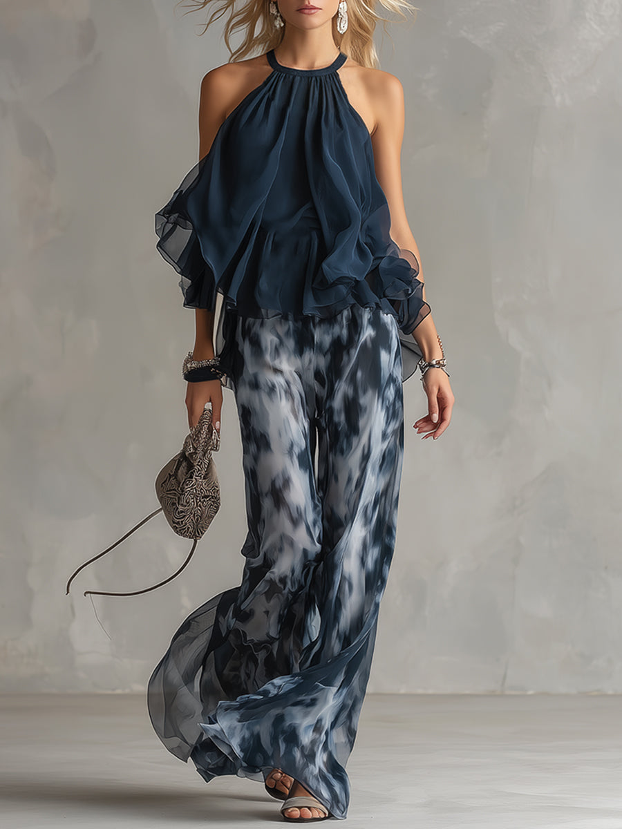 Shylla – Elegancki Dwuczęściowy Komplet z Szyfonu